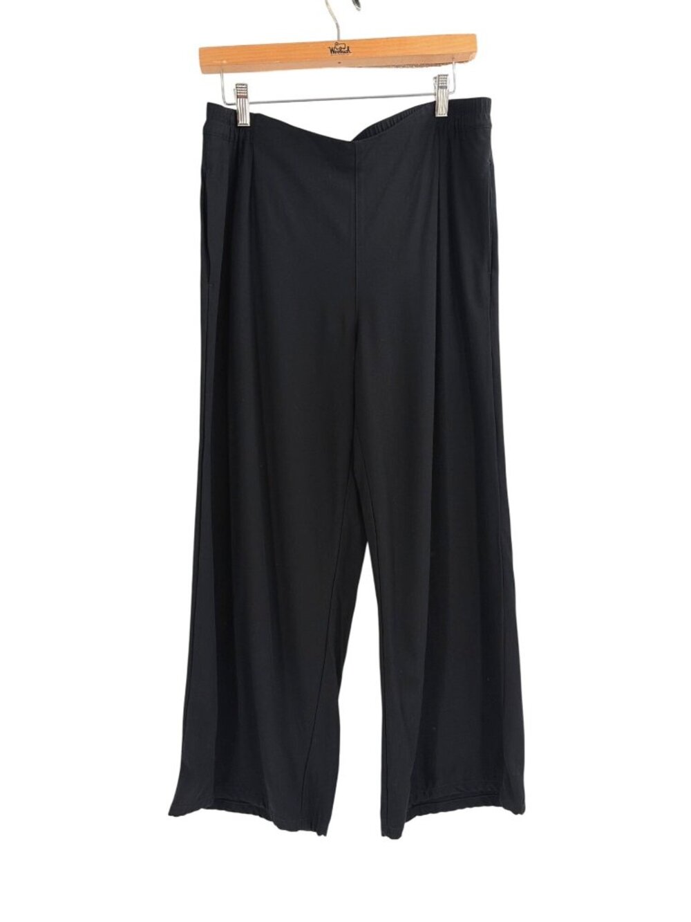 J. Jill Womens Medium Black Wide-Leg Pull On Rayon Pants Relaxed Comfort Casual